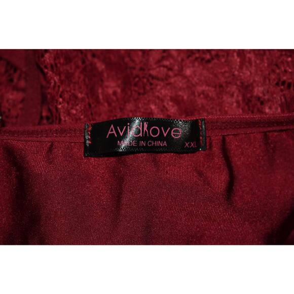 AVIDLOVE NEW $45 Plus‎ Size Lace Camisole Top Adjustable Burgundy 2XL - Picture 3 of 3